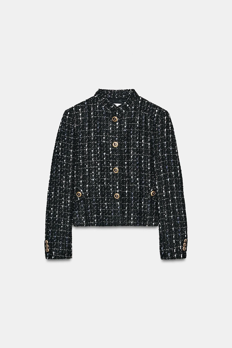 METALLIC THREAD TEXTURED BLAZER