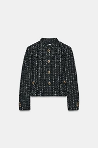 METALLIC THREAD TEXTURED BLAZER