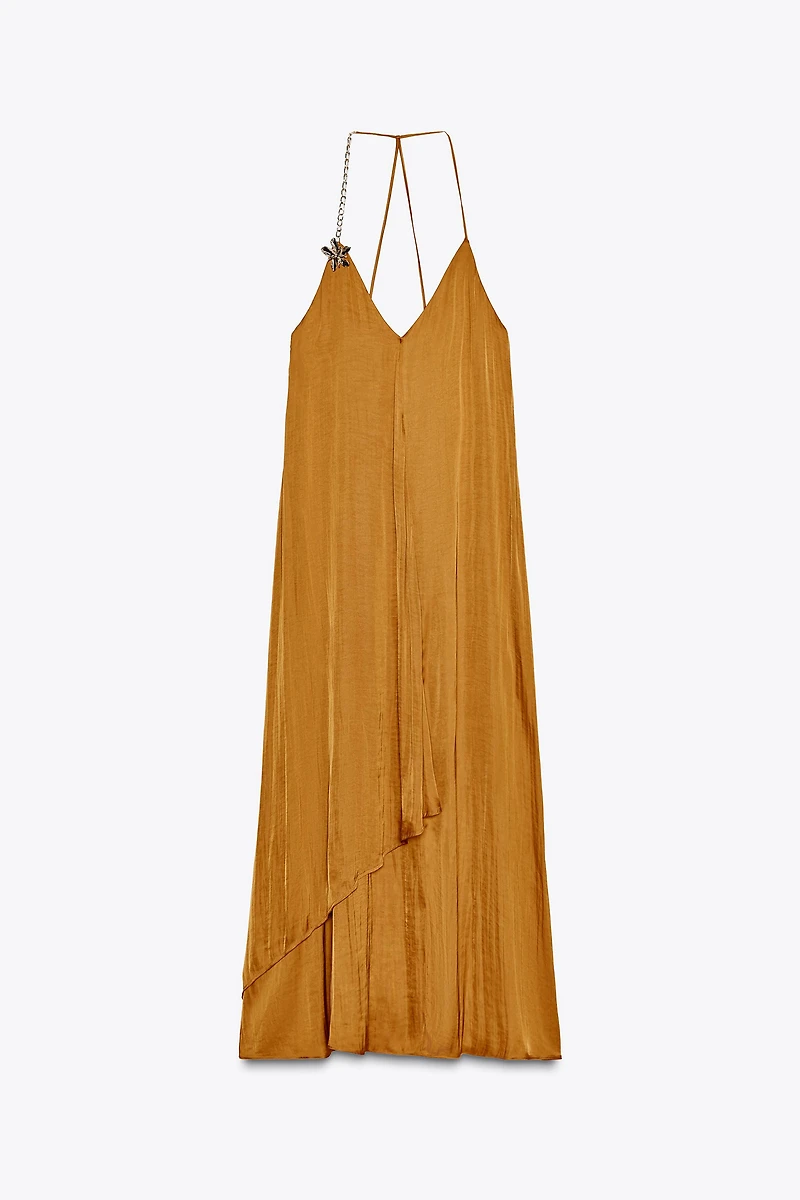 ROBE MIDI SATINÉE ORNEMENT