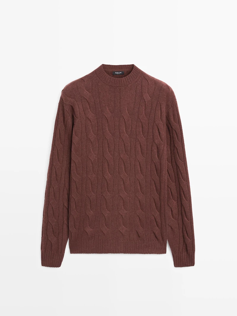 Cable-knit wool blend sweater