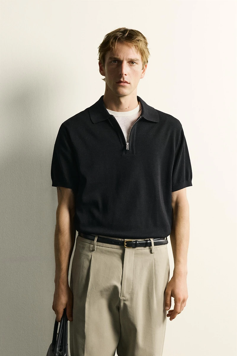 KNIT QUARTER-ZIP POLO SHIRT