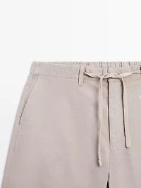 Cotton blend semi-jogger Bermuda shorts