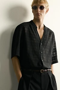 SEMI-SHEER CHECK JACQUARD SHIRT