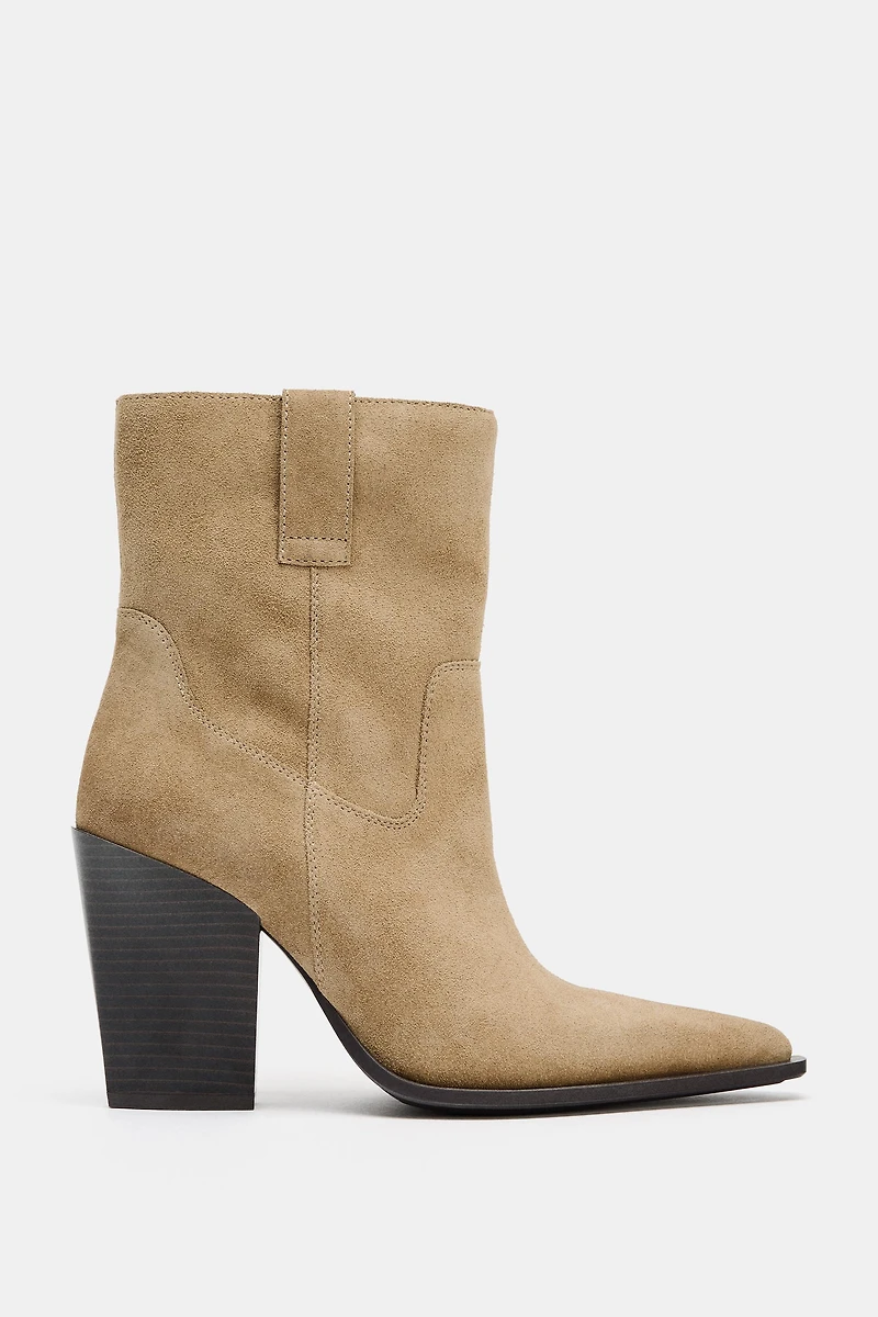 BOTTINES COW-BOY EN CROÛTE DE CUIR