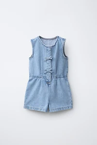 SHORT DENIM JUMPSUIT WITH BOWS