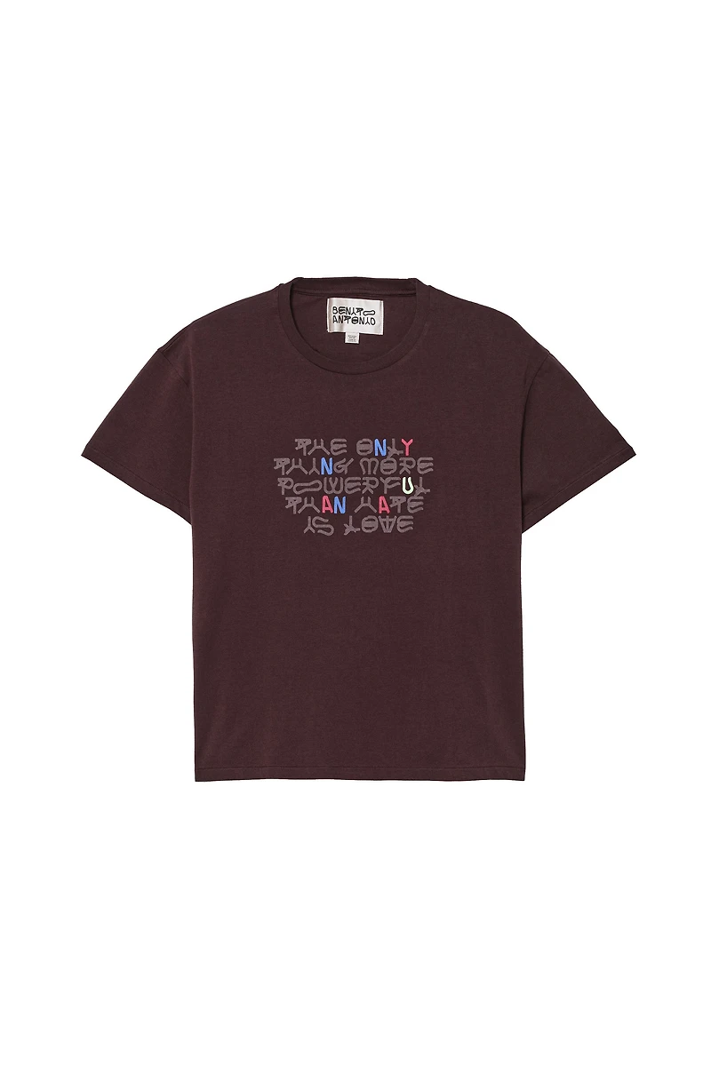 "AMOR" TEXT CROPPED T-SHIRT