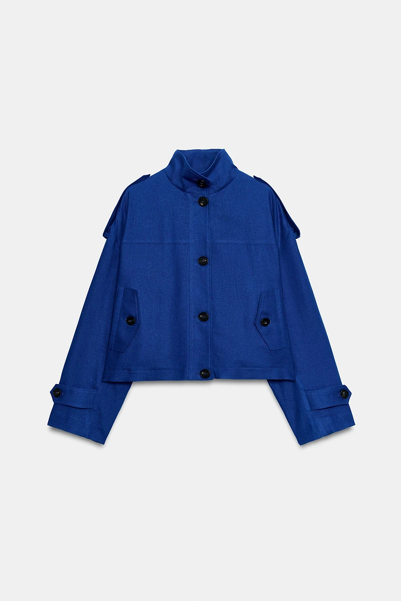 VESTE COL MONTANT EN LIN