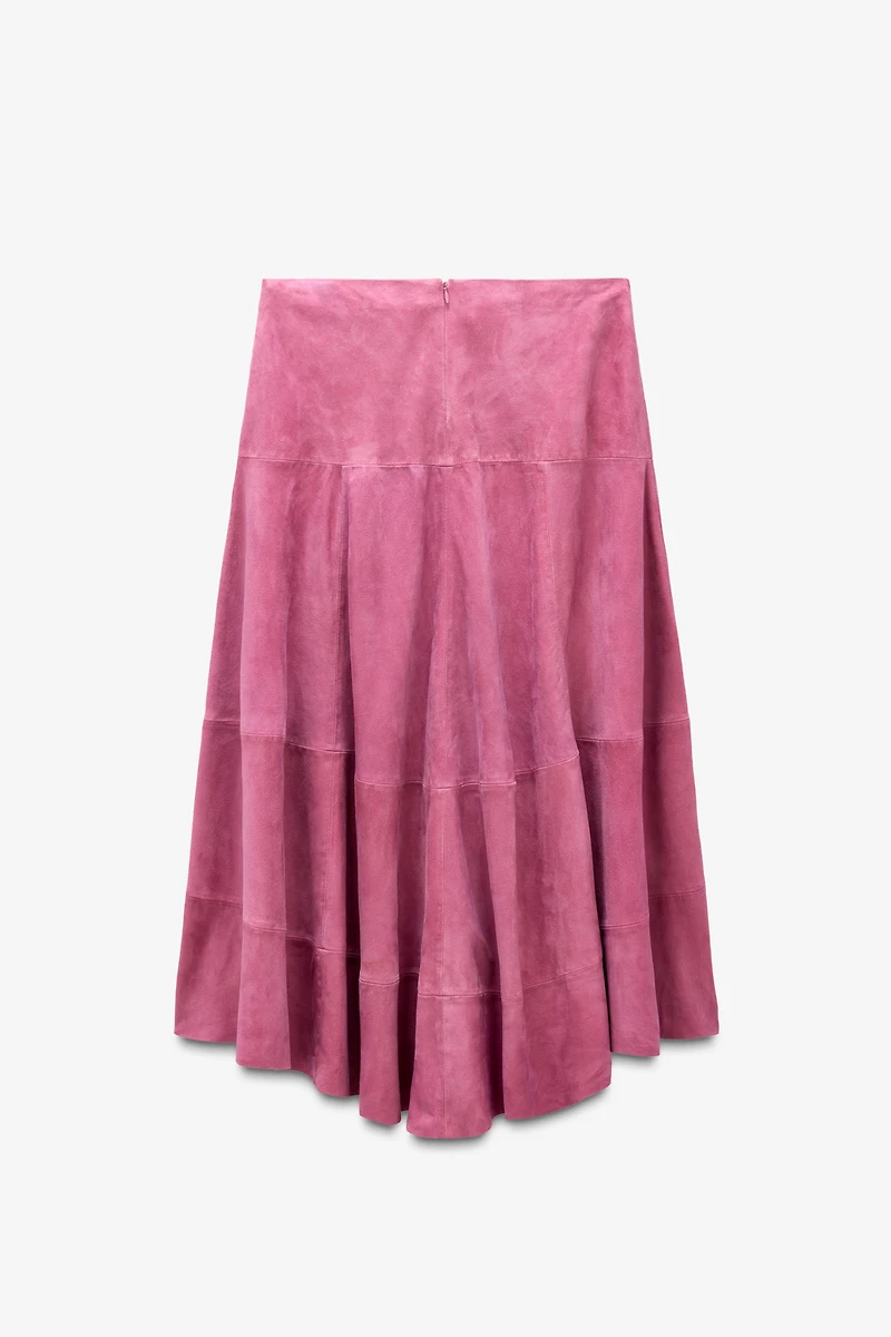 LIMITED EDITION ASYMMETRIC SUEDE MIDI SKIRT