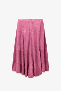 LIMITED EDITION ASYMMETRIC SUEDE MIDI SKIRT