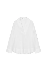 BLOUSE EN LIN À COL POLO