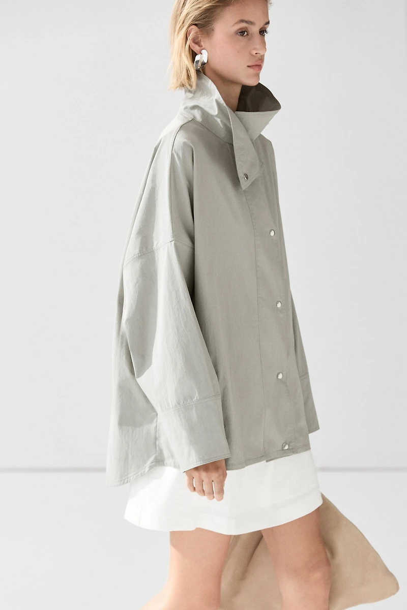 Cotton blend high neck jacket