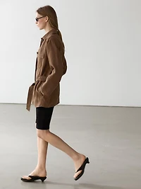 100% linen blazer with pockets and belt detail
