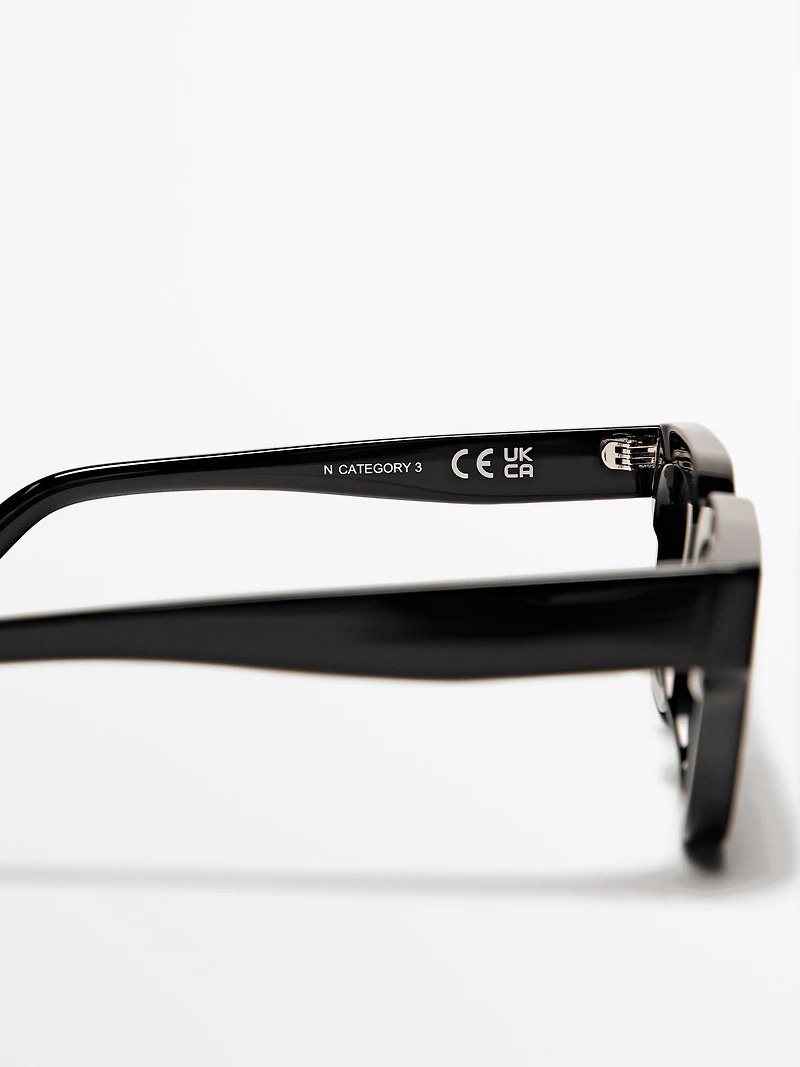 Angled rectangular sunglasses