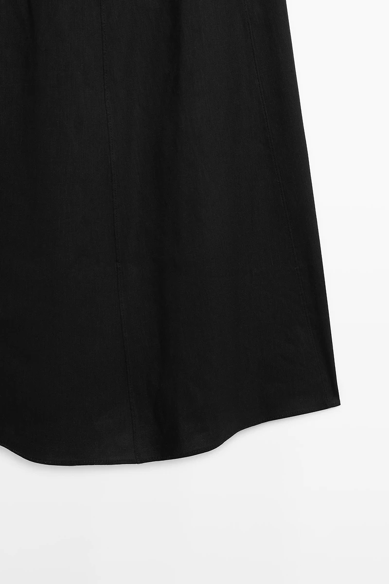 Long flowing linen blend dress