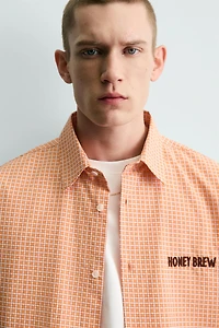 CONTRASTING EMBROIDERED PLAID SHIRT