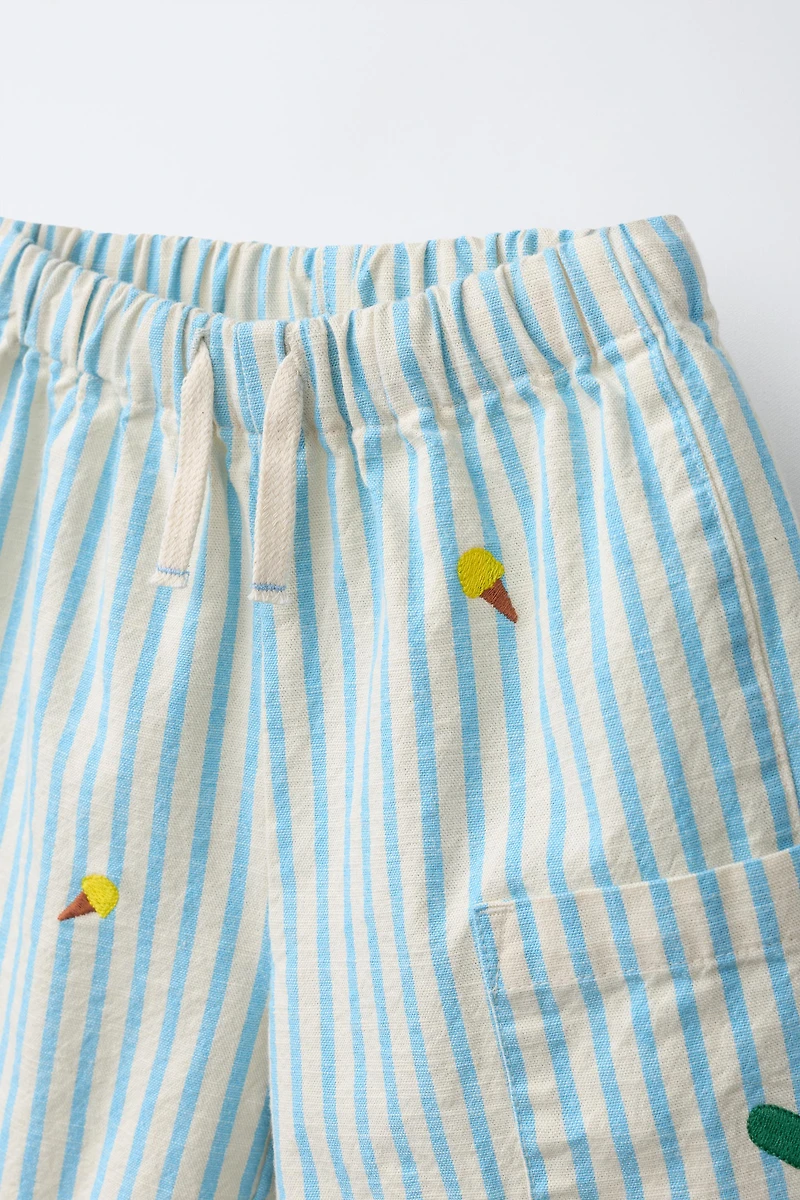 EMBROIDERED STRIPED SHORTS