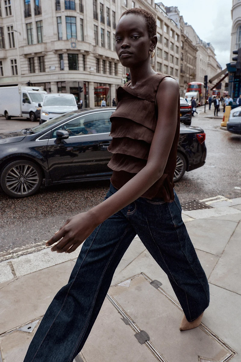 SATIN RUFFLED TOP