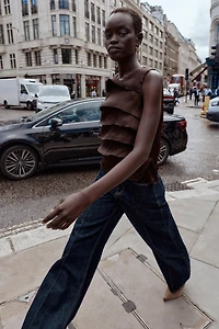 SATIN RUFFLED TOP