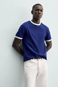 BASIC CONTRAST RIB T-SHIRT