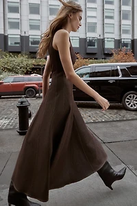 CONTRAST TOPSTITCH MIDI DRESS