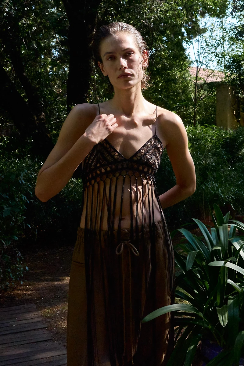CROCHET FRINGED BRA
