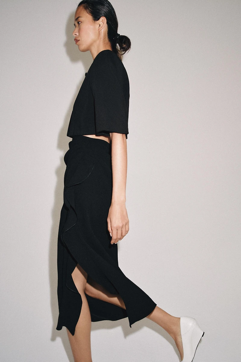 ZW COLLECTION RUFFLED MIDI SKIRT
