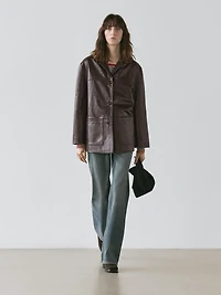 Nappa leather blazer with buttons