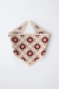 CROCHET FLOWER KNIT BANDANA