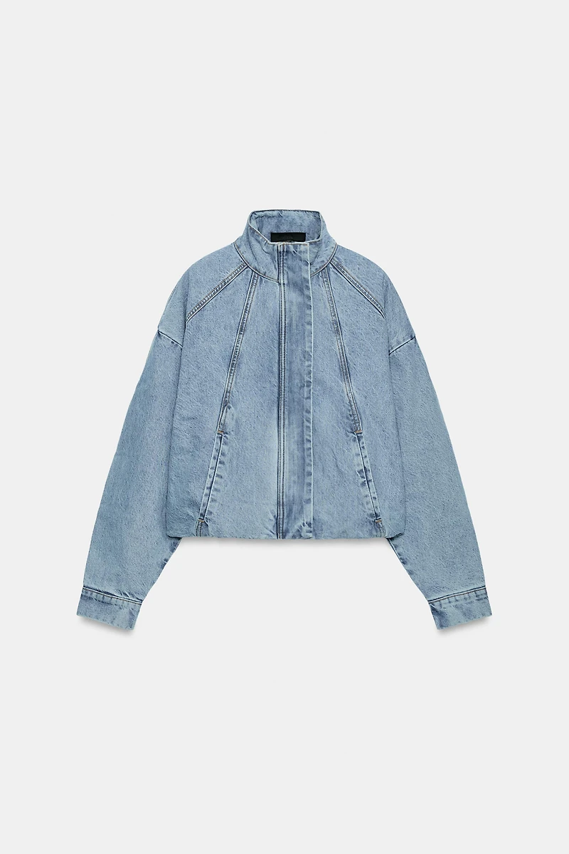Z1975 HIGH NECK DENIM BOMBER JACKET