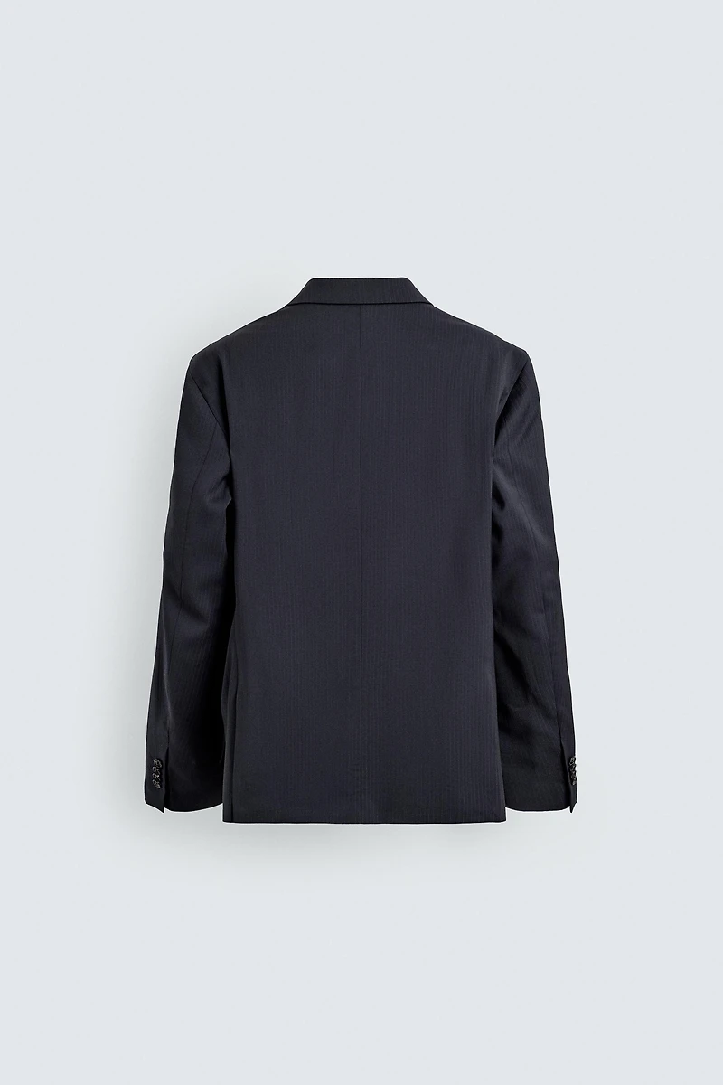 100% WOOL PINSTRIPE SUIT JACKET