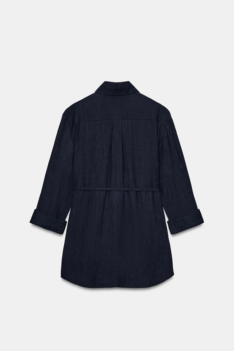 WRINKLED EFFECT SAFARI SHIRT WITH BELT