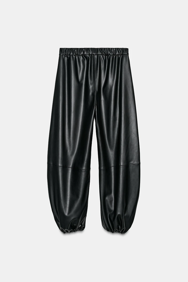 ZW COLLECTION FAUX LEATHER BALLOON PANTS