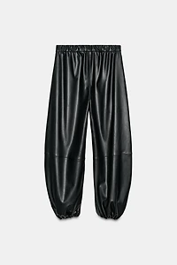 ZW COLLECTION FAUX LEATHER BALLOON PANTS
