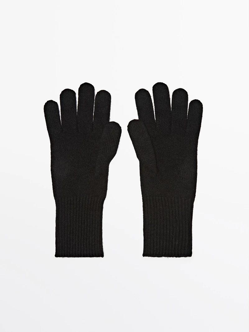 Wool blend knit gloves