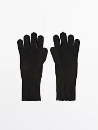 Wool blend knit gloves