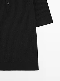 Merino wool knit polo sweater