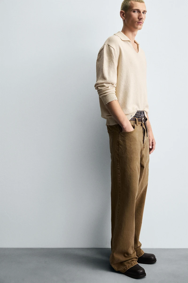 KNIT POLO SHIRT WITH DISTRESSED EFFECT