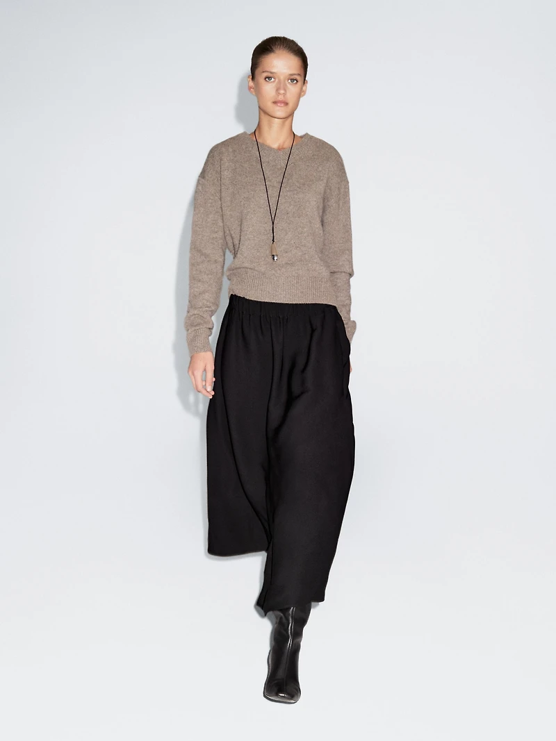 Flared midi skirt with elasticated waistband