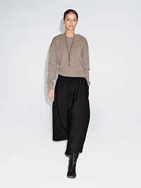 Flared midi skirt with elasticated waistband