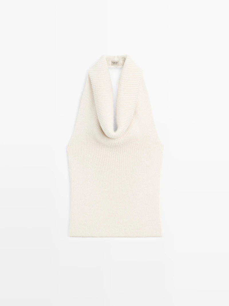 Knit alpaca and silk halter top - LIMITED