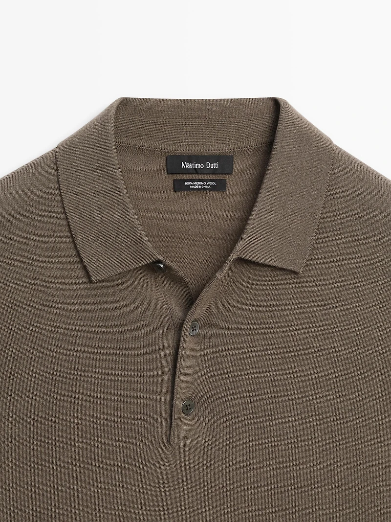 Merino wool knit polo sweater