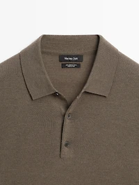 Merino wool knit polo sweater