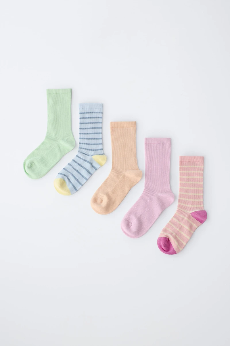 FIVE-PACK OF STRIPED TALL SOCKS