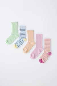 FIVE-PACK OF STRIPED TALL SOCKS