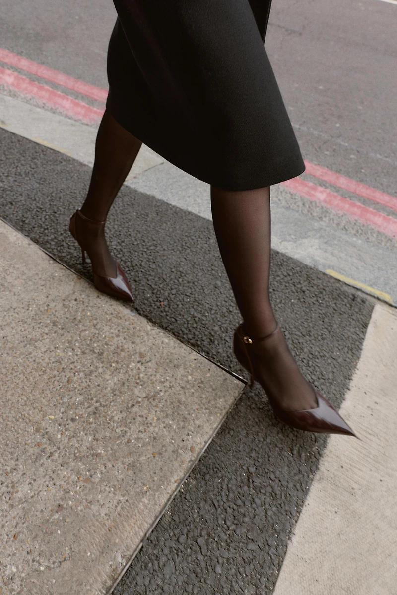 STRAPPY PATENT FINISH SLINGBACK SHOES