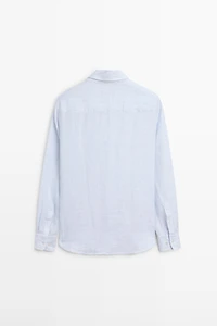 Regular fit 100% linen striped shirt