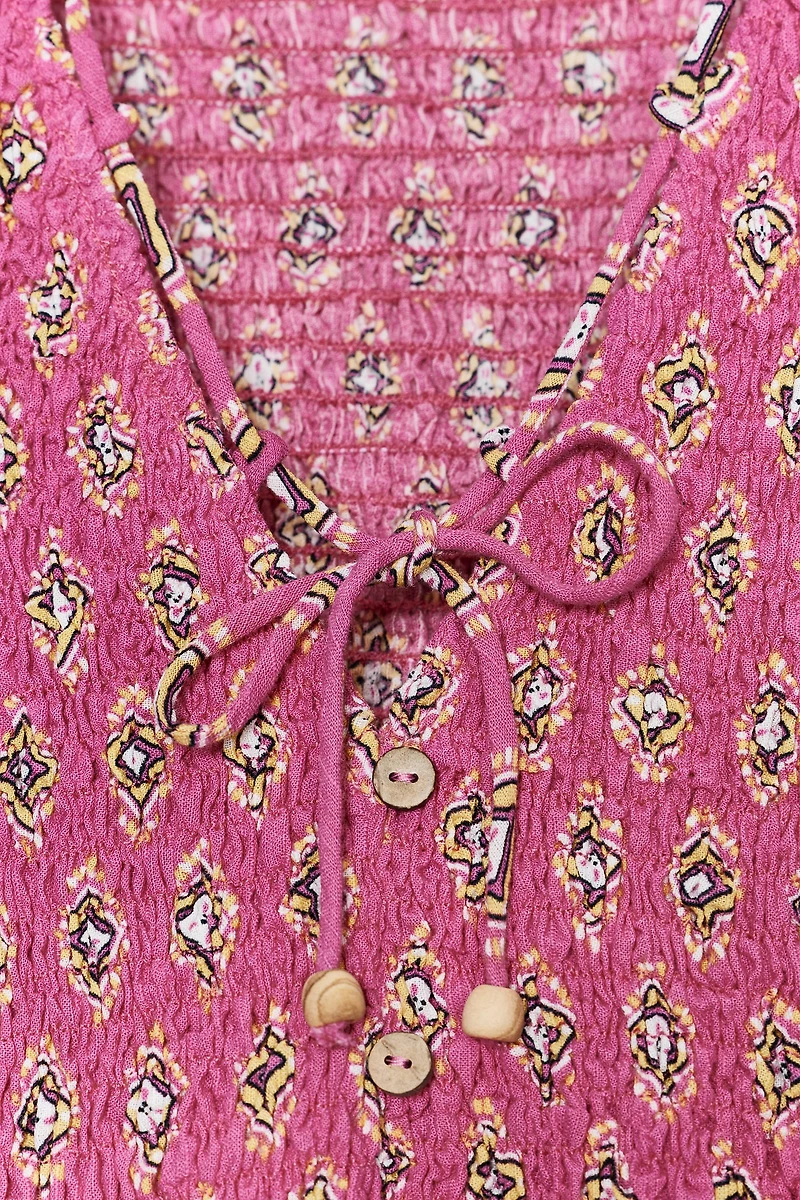 SMOCKED PRINT TOP