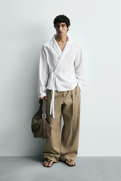 100% LINEN TIE SHIRT