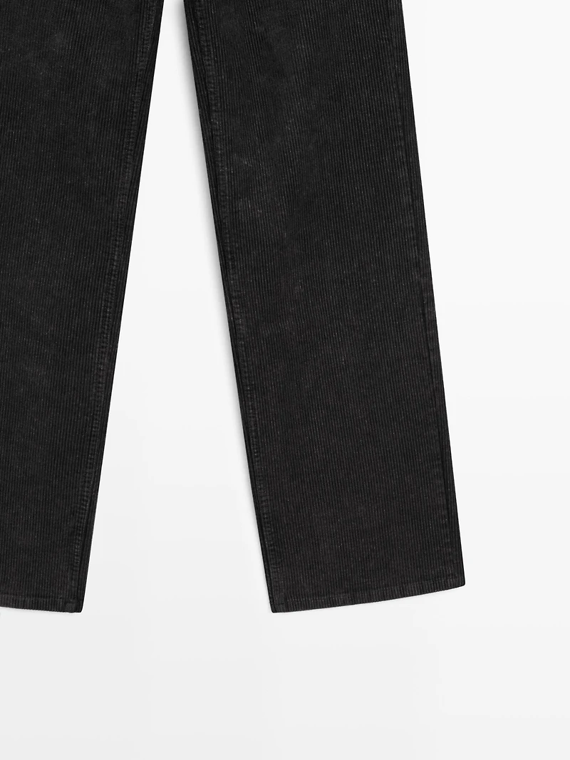 Straight-leg sulphur dye corduroy trousers