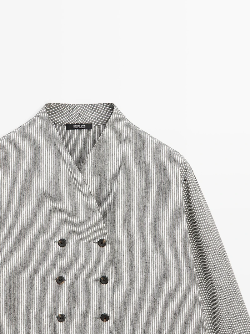 Striped flowing shirt with button details